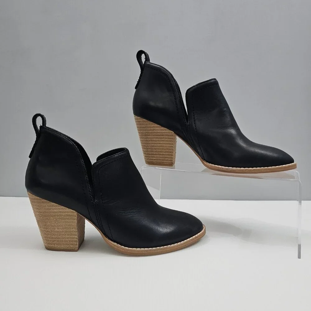 Jeffrey Campbell Rosalee Western Ankle Bootie Womens 8 Black Leather Heel NEW